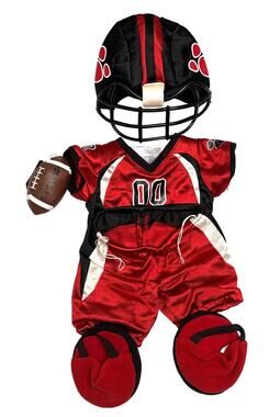 BUILD A BEAR Workshop Outfit -Red/Black Football Uniform w/ Football & Shoes
